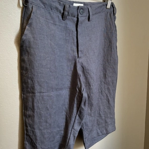 Linneshorts med hällor Denim Blue