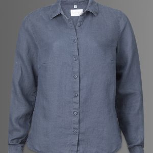 Linneskjorta dam Denim Blue