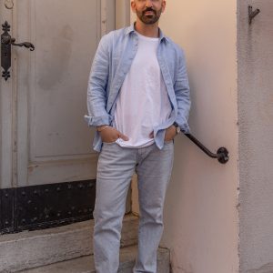 Linneskjorta herr ljusblå