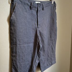 Linneshorts med hällor Denim Blue