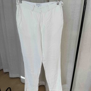 Second hand linnebyxor straight fit vit storlek S